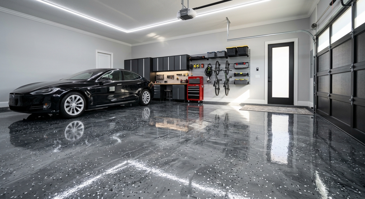 Metallic epoxy garage floor coating in Sarasota Florida