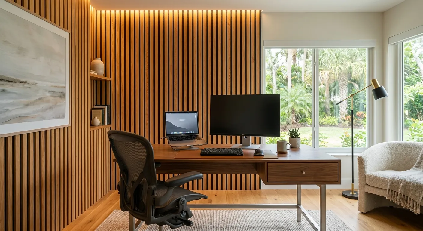 Decorative wood slat wall panels in Lakewood Ranch